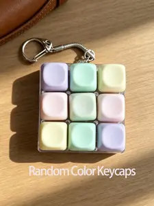 4Key Clicker Keyboard Fidget Toy - Macaron Pastel Mini Mechanical Switch Stress Relief Toy with Keychain, Portable Click Sound Sensory Toy to Relieve Anxiety Boredom, Pocket Calming Gift for Adults Teens ADHD Office Workers