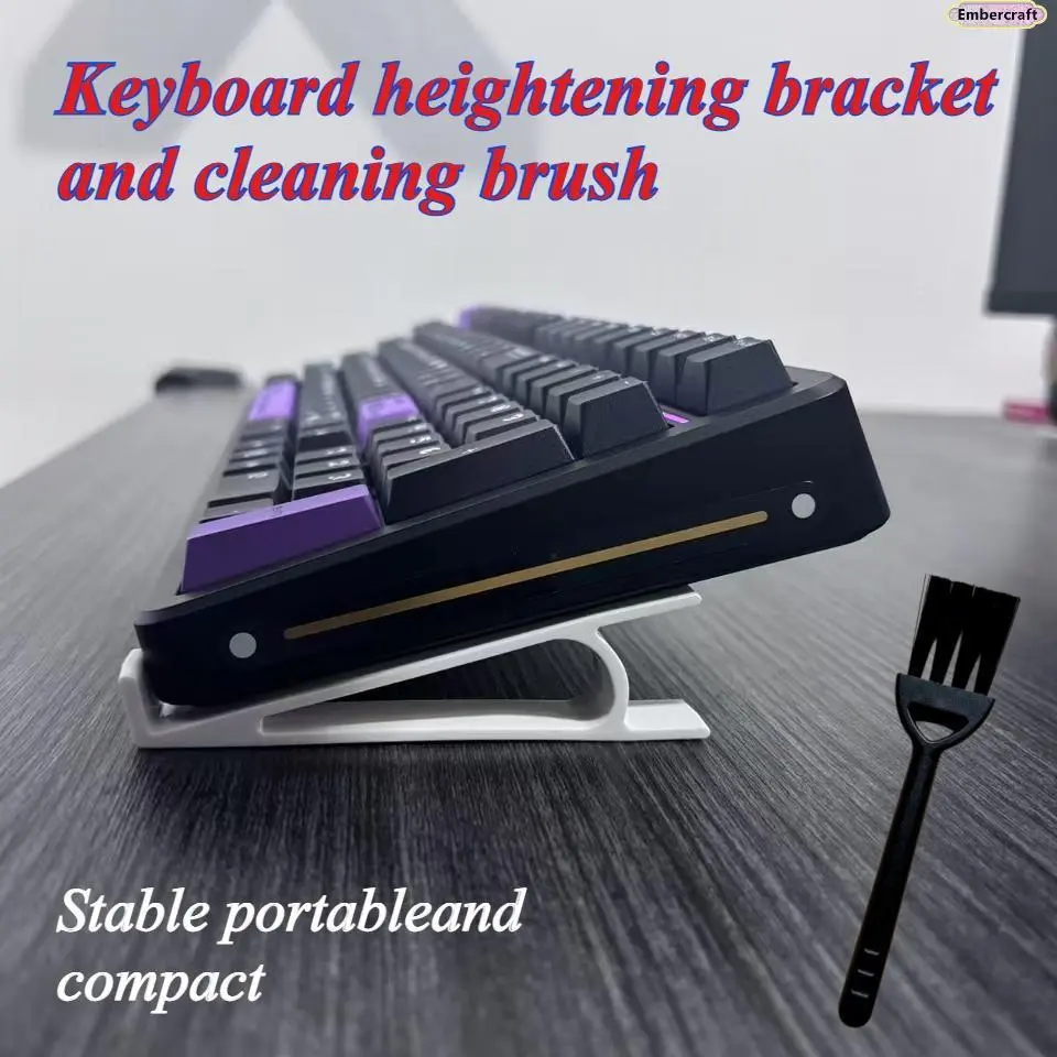 Adjustable Multi-Angle Tilt Gaming Keyboard Riser - Ergonomic Frame, Wrist Rest, Desk Cleaning Brush Included for Mechanical KBs, Gaming Setup, Computer Peripherals, Gaming Keyboard Accessories, Riser Frame, Bracket + Brush