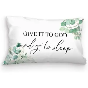 Give It to God and Go to Sleep, Decorative Pillows for Bed Bedroom, Christian Prayer Room Decor, Christian  Pillow Covers 12x20, Sleep Themed Pillow Case Cushion Cover for  Bedroom