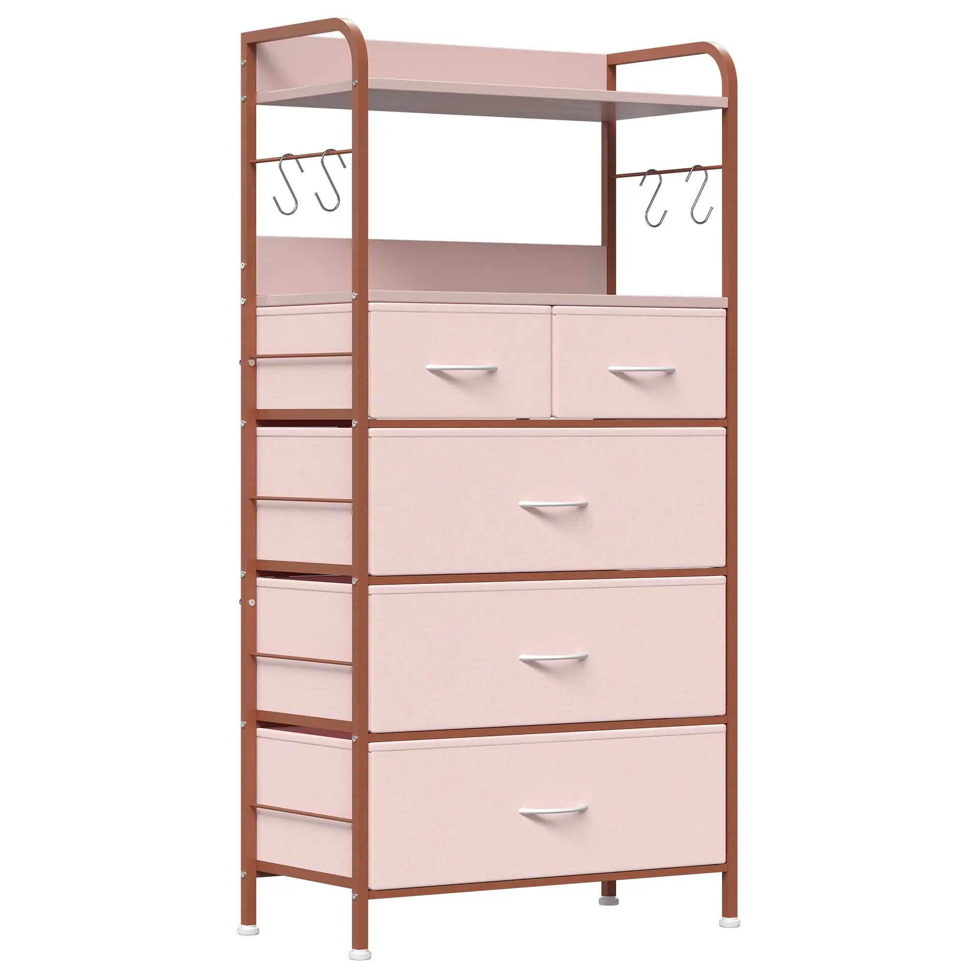 GARVEE5 Drawer Pink Dresser with Shelf, Freestanding Bedroom Storage Chest, Easy Assembly for Girls Room