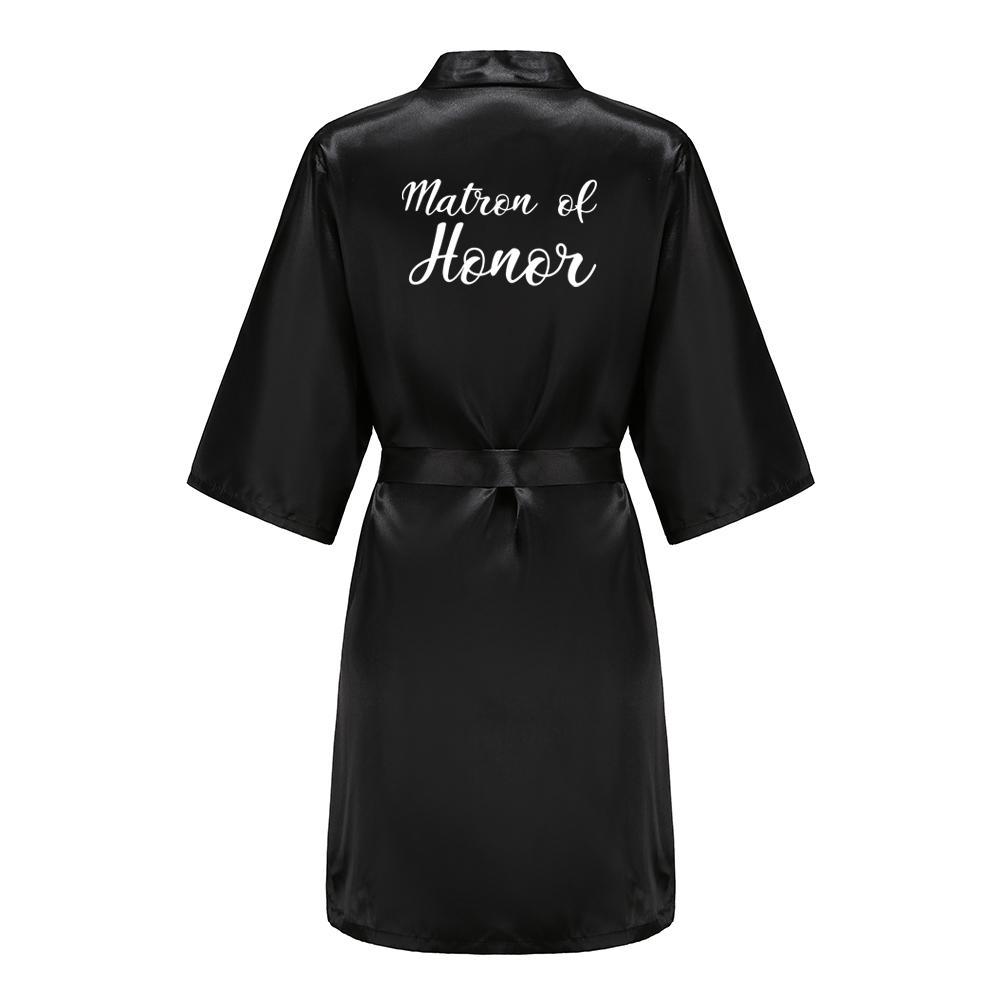 Black Women Silky Satin Robe Wedding Bridal Party Bride Bridesmaid Robes Kimono Loungewear Dressing Gowns