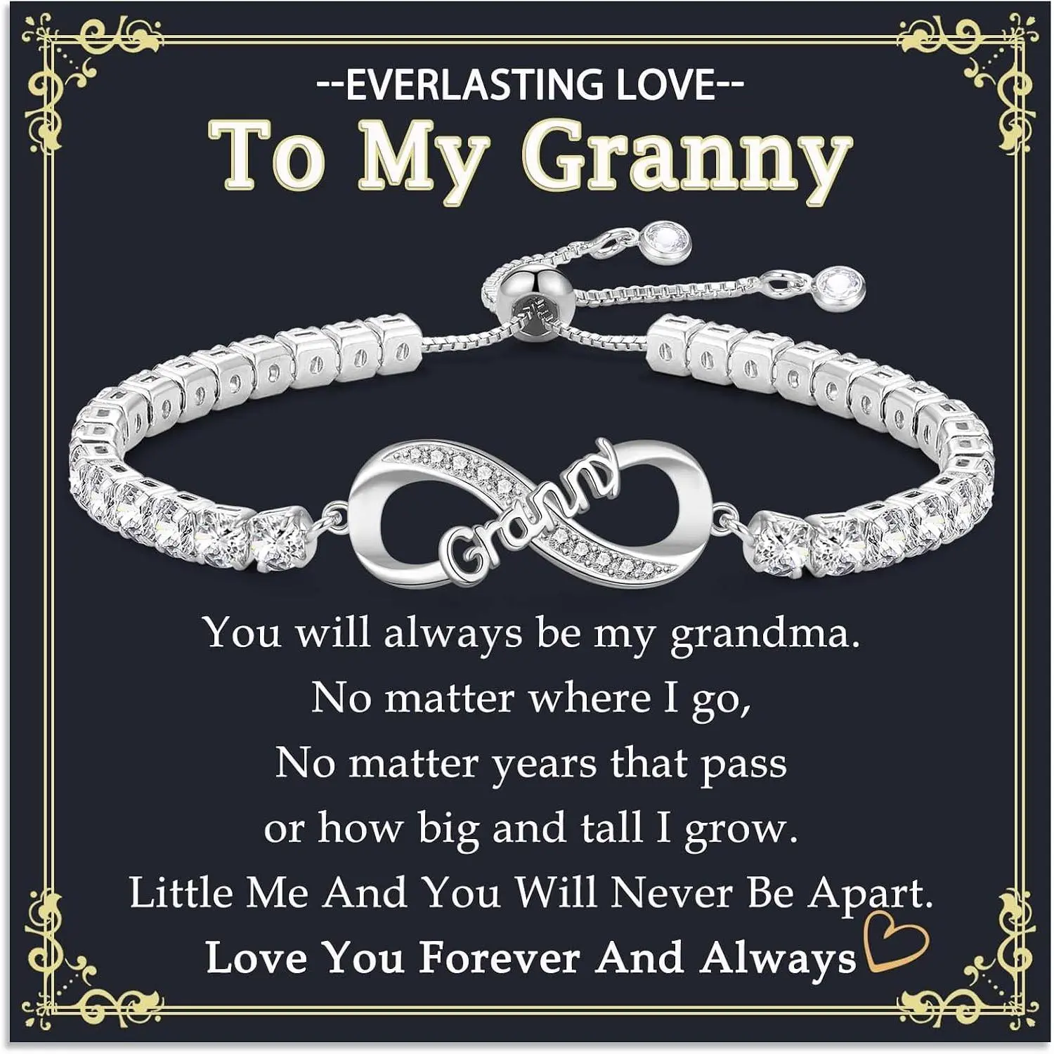 Mom Nana Grandma Aunt Mimi  Grammy Granny Bracelet Gifts for Women | 4MM Cubic Zirconia Tennis Bracelet, Infinity CZ , Christmas,  Day, Valentines Day, Birthday, Easter
