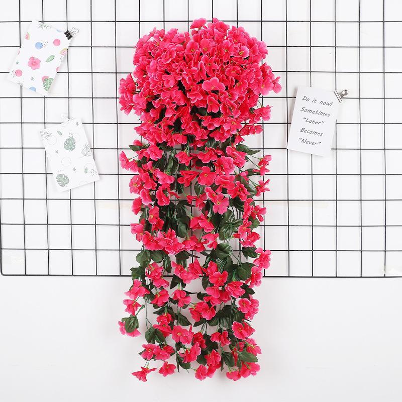 Faux Big Hydrangea Violet Hanging Vines, Durable Plastic Silk Flower Garlands, Balcony Railing Wedding Decor, Home Indoor Outdoor Wall Hangings, Plastic Faux Flowers