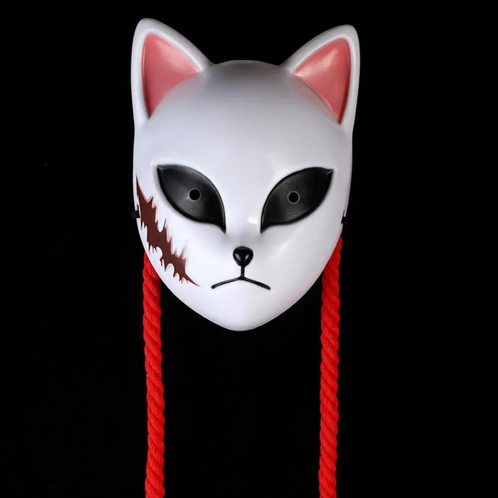 Japanese Anime Demon Fox Cosplay Mask - Sabito, Makomo, Tanjiro Themed, Thick Hard Plastic, 1 Piece 50-55cm Halloween Party Costume Prop for Home Decor Statues & Figurines, Sabito Mask, Anime Cosplay