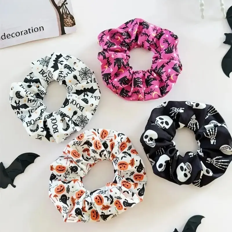 6PCS Halloween Headbands for Women Girls, Gothic Spooky Hair Accessories with Pumpkin Spider Web Skeleton Bat Ghost Graphic Prints, Soft Elastic Costume Headband Set for Halloween Party, Cosplay, Trick or Treat and Festival Outfit