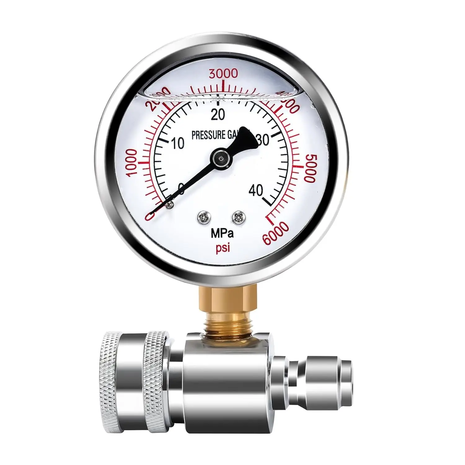 Pressure Washer Gauge with 3/8 Inch Quick Connect, Heavy-Duty Power Washer Accessory, 6000 PSI