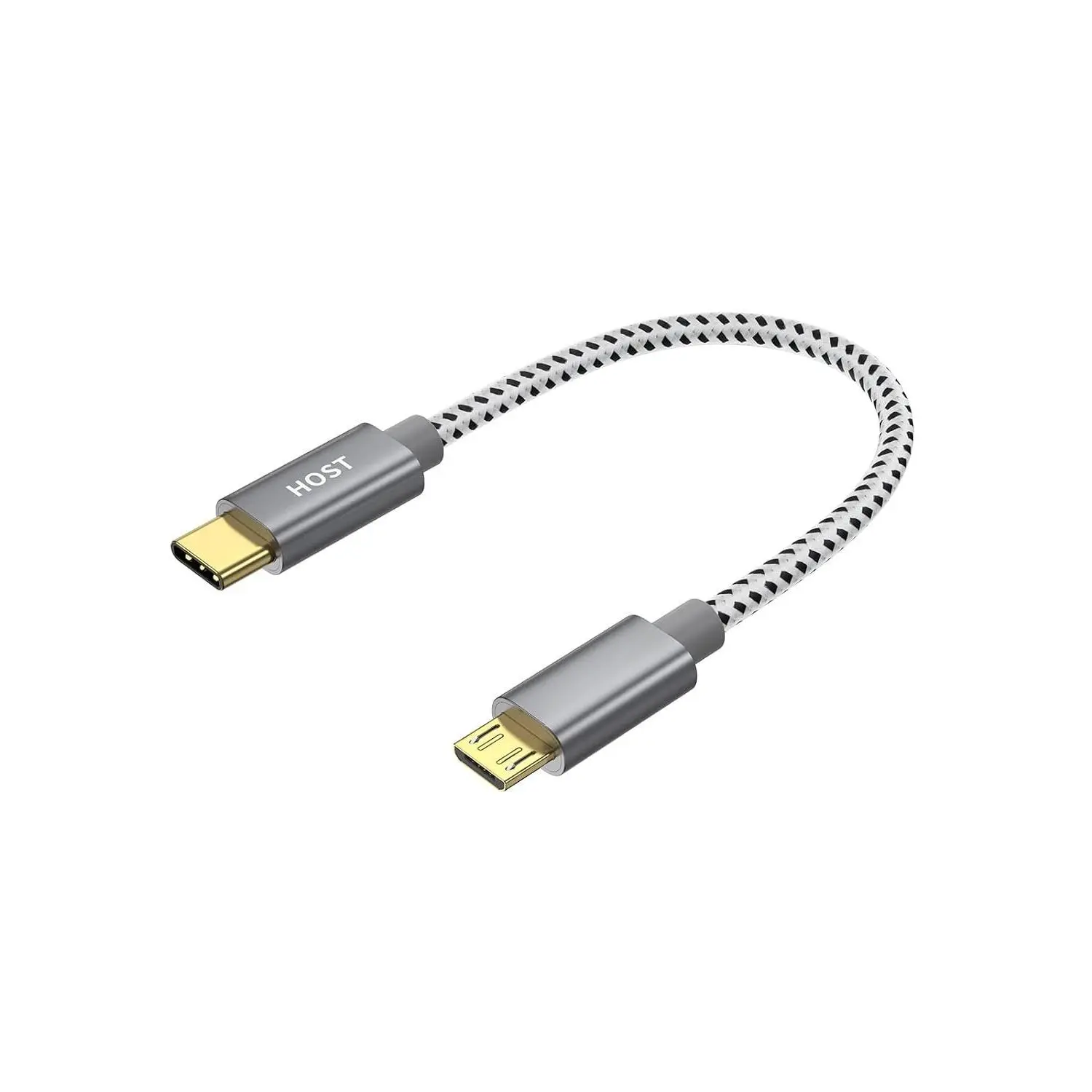 Short Braided USB C to  USB , 480Mbps 0.65 FT/ 0.2M | USBC to MicroUSB OTG Cord, for Wall Chargers, MacBook Pro, Air, Galaxy S22, S21, Pixel 5/4/3 and , Space Gray