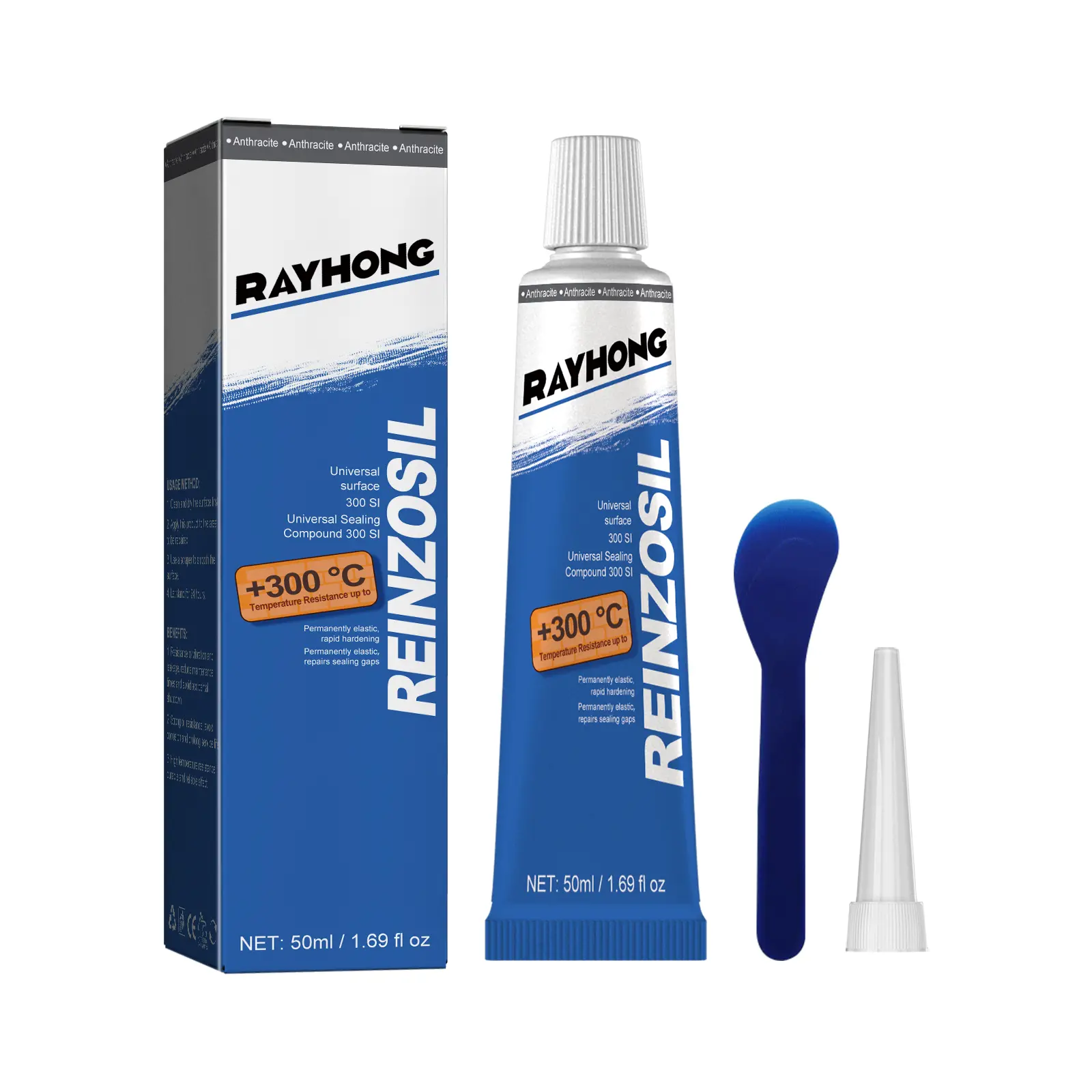 Rayhong Silicone Engine Sealant - 1.68 oz Liquid-Paste Bottle, Automotive Repair Tool for Metal Oil Tank, Pan & Cylinder Gasket, +300°C Resistant Oil Sealing Solution, Bottle Tube