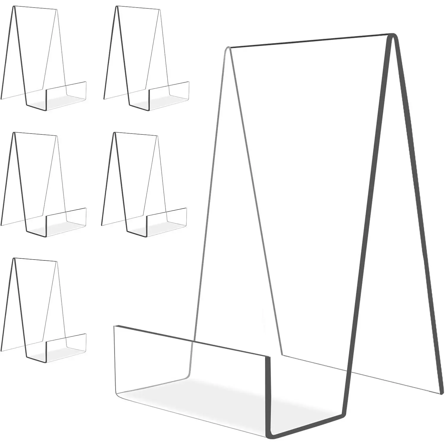 6'' x 4'' Acrylic Book Display Stand Clear Easel with Ledge Tablet Holder for Displaying Books, Pictures, Notebooks, CDs, Artworks, etc (Large) (6)