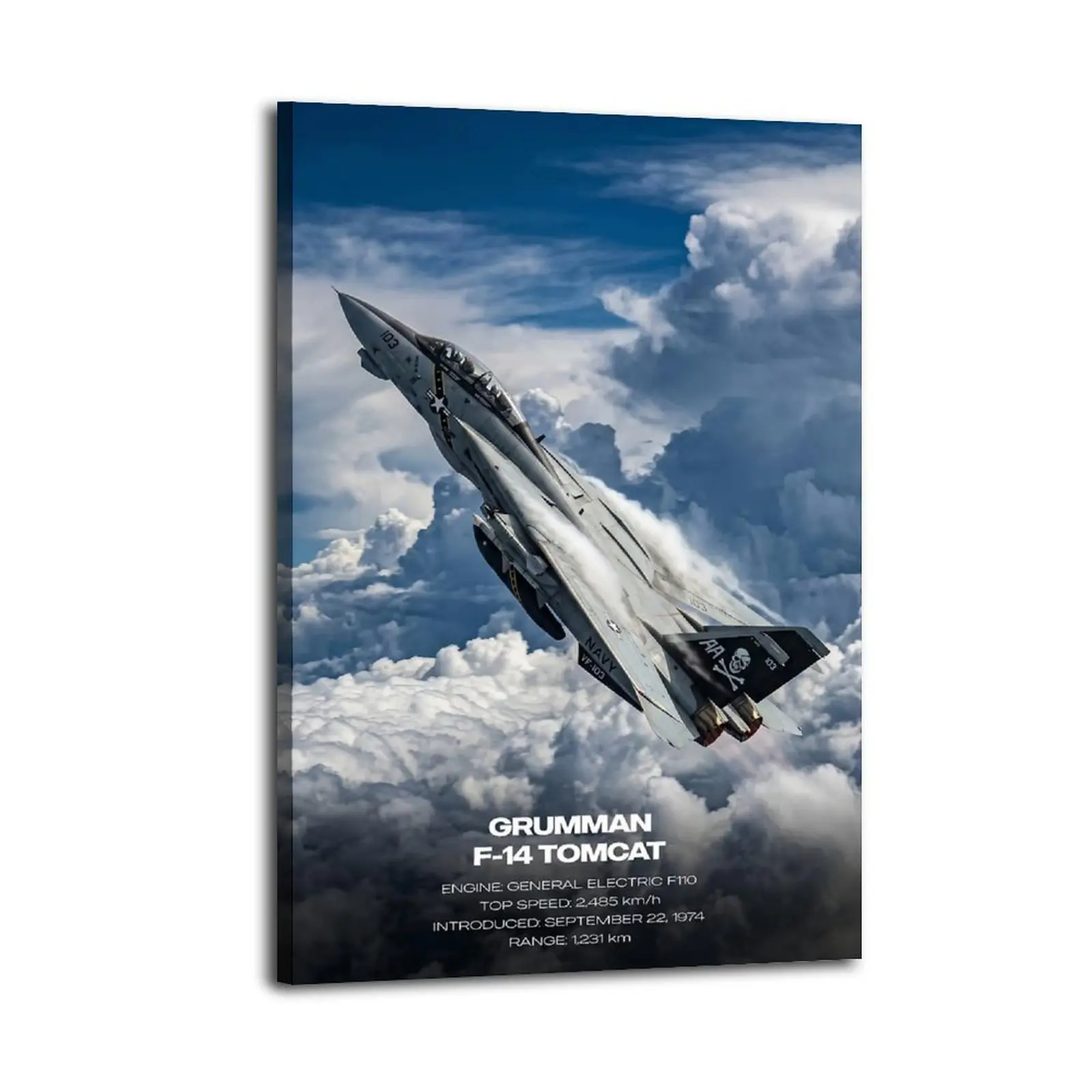 Grumman F-14 Tomcat Modern Aesthetic Canvas Poster, Home Decor Wall Art for Living Room & Bedroom, Office Bathroom Wall Painting Print