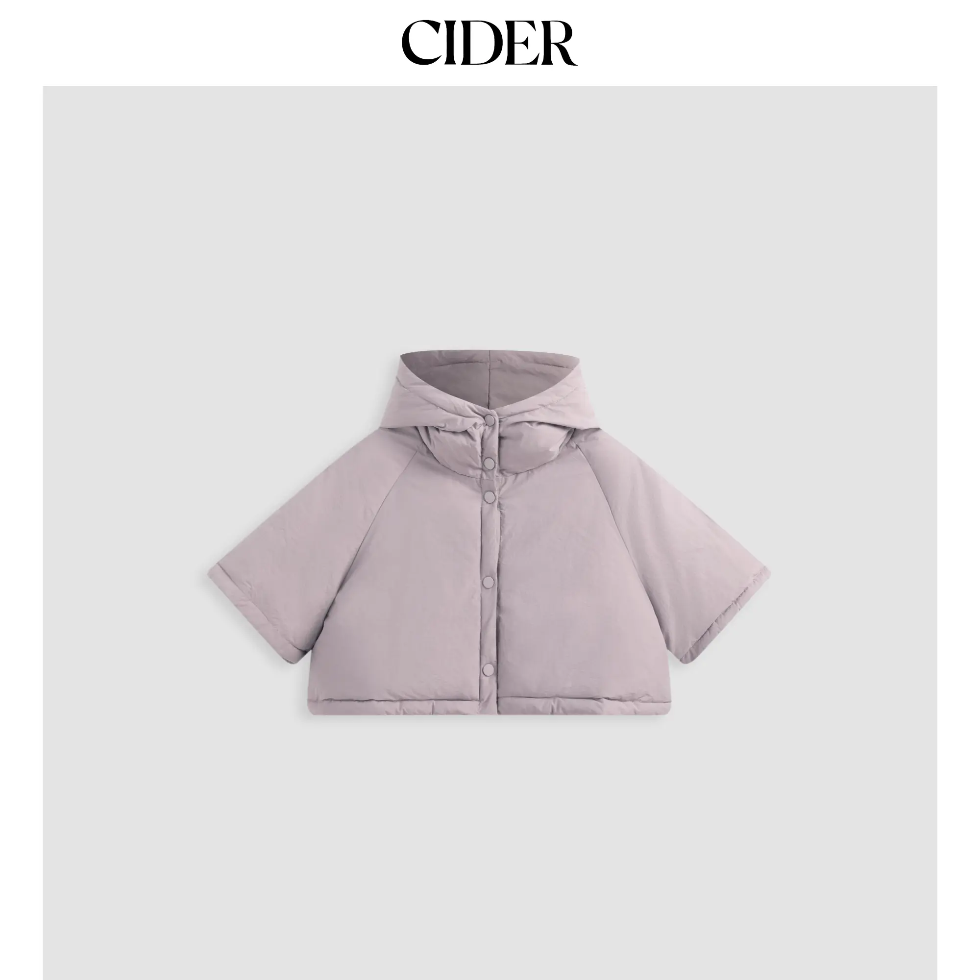 Cider [size 4-8] Hooded Solid Button Puffer Crop Jacket SohoChic
