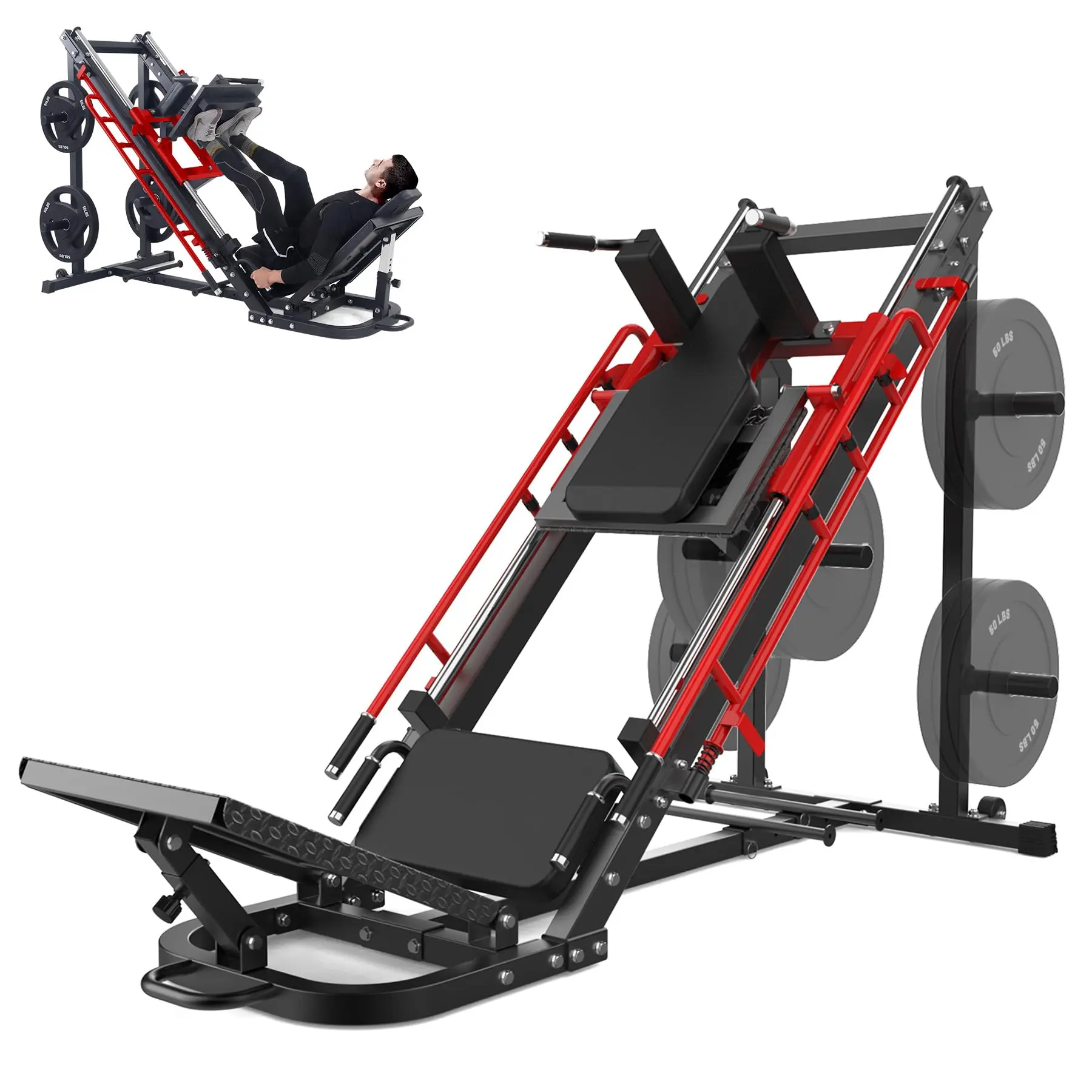 Leg Press Hack Squat Machine, 2-in-1 Leg Press Machine with Linear Bearing, Specialty Hack Squat Machine with Calf Block for Home Gym Full Lower Body Workout(2 Boxes)