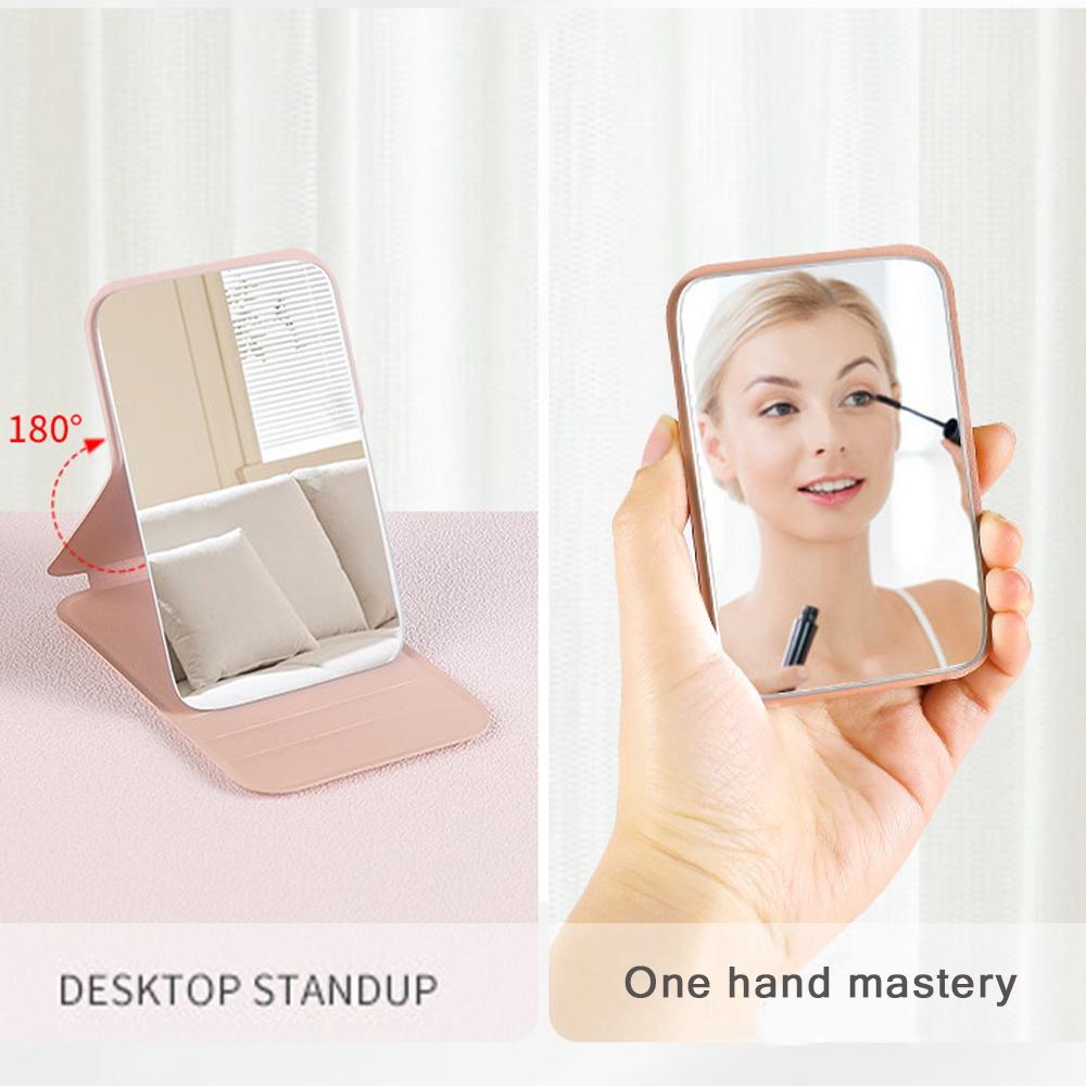 Compact Portable Pocket Makeup Mirror, Rectangular Design, Floral Letter Pattern, Ideal for Travel & Daily Use