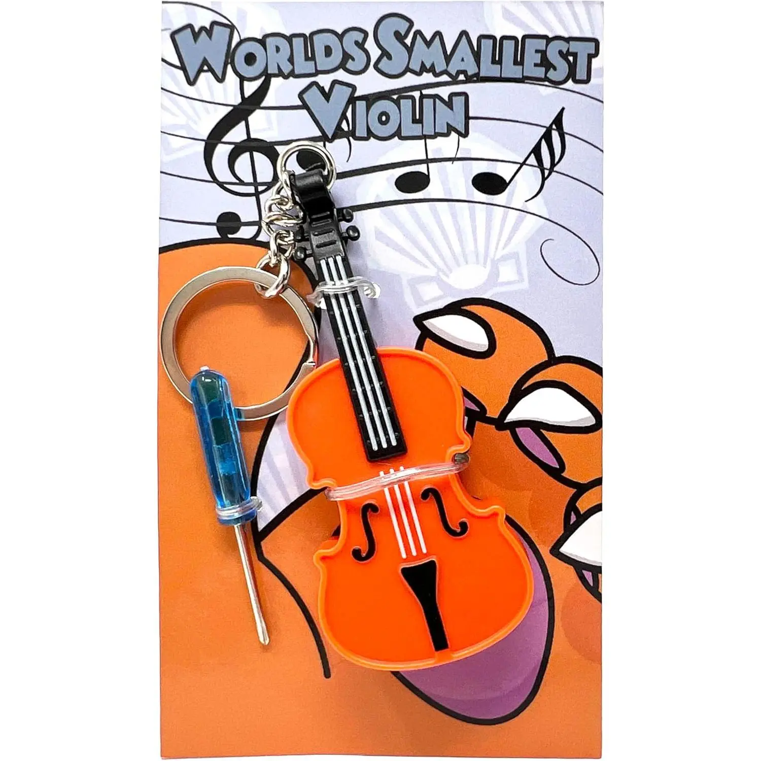 World's Smallest Violin Toy Keychain With Playable Sad Music - Tiny Mini Violin Keychain with Sound