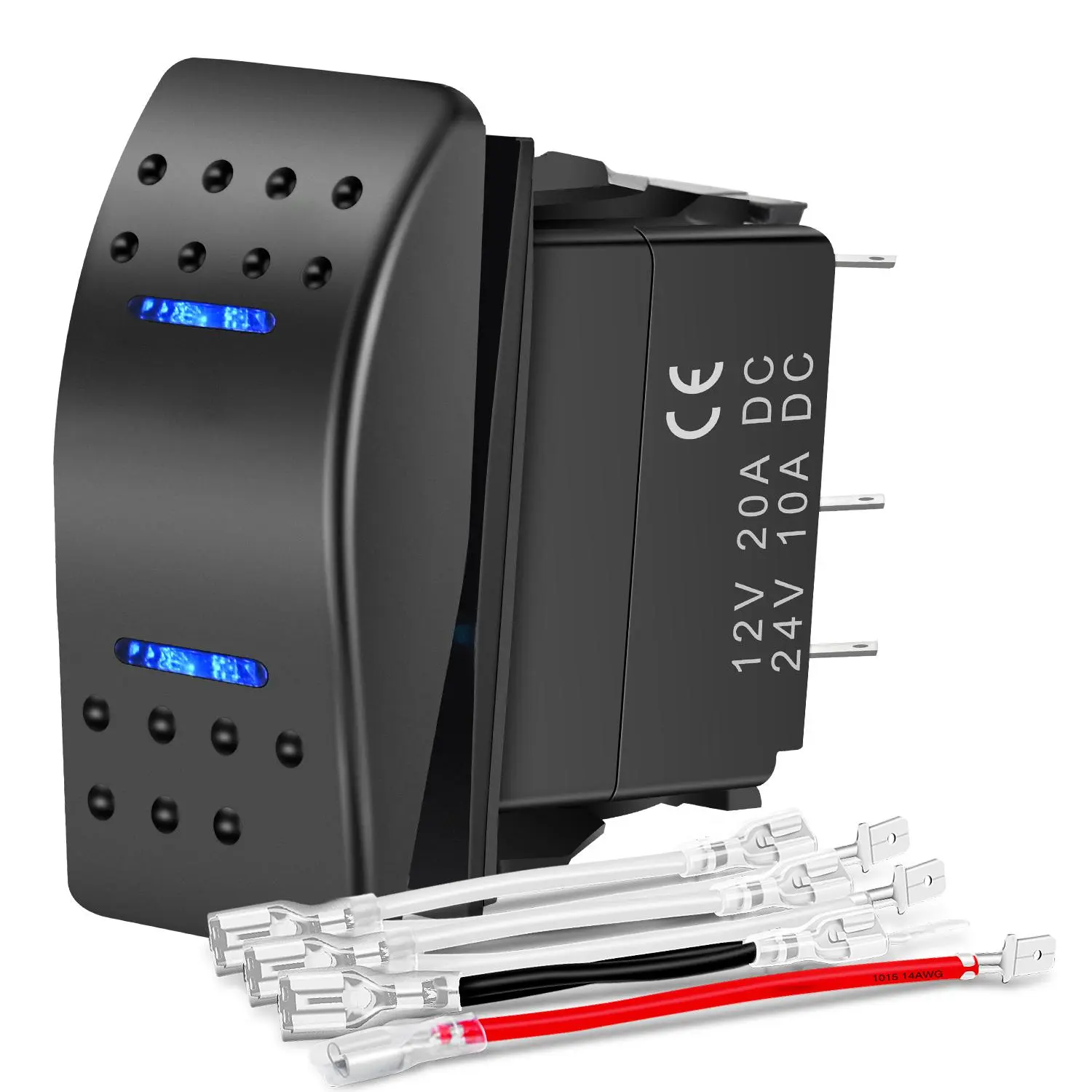 Nilight Durable Momentary Rocker Switch, (ON)-Off-(ON) DPDT 7-Pin 12V 24V LED Toggle Switch with ABS Plastic Construction & Easy-Install Jumper Wire for Cars, Trailers, Yachts