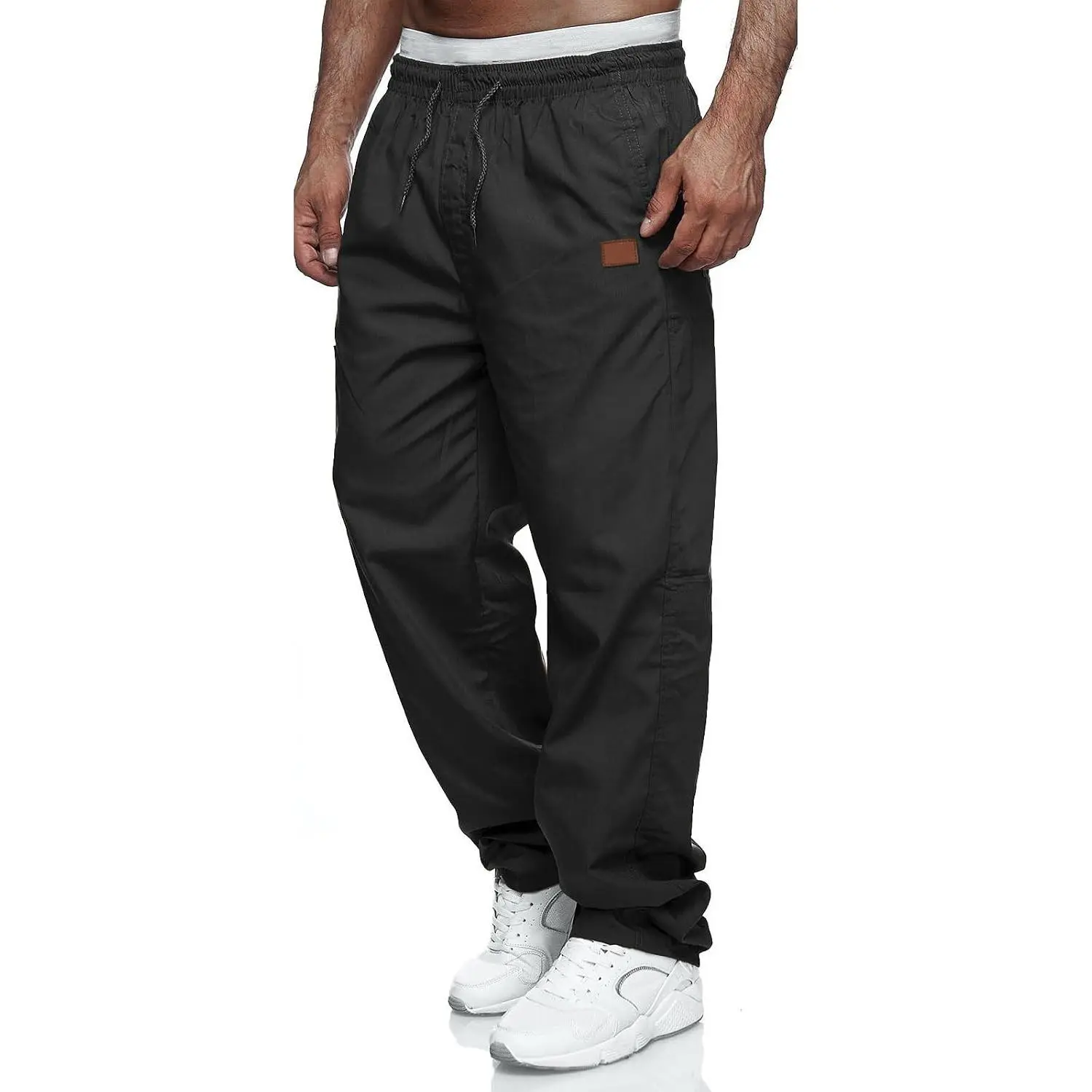 Men's Casual Cargo Jogger Pants with Drawstring, Lightweight Relaxed Fit Sweatpants for Outdoor Hiking Workout Sport, Baggy Big & Tall WindbreakerGift