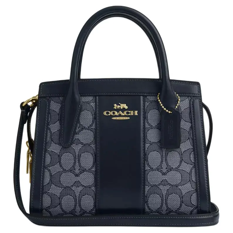COACH Andrea 22 Crossbody Handbag for Women – Jacquard and Calfskin, Midnight Navy Blue