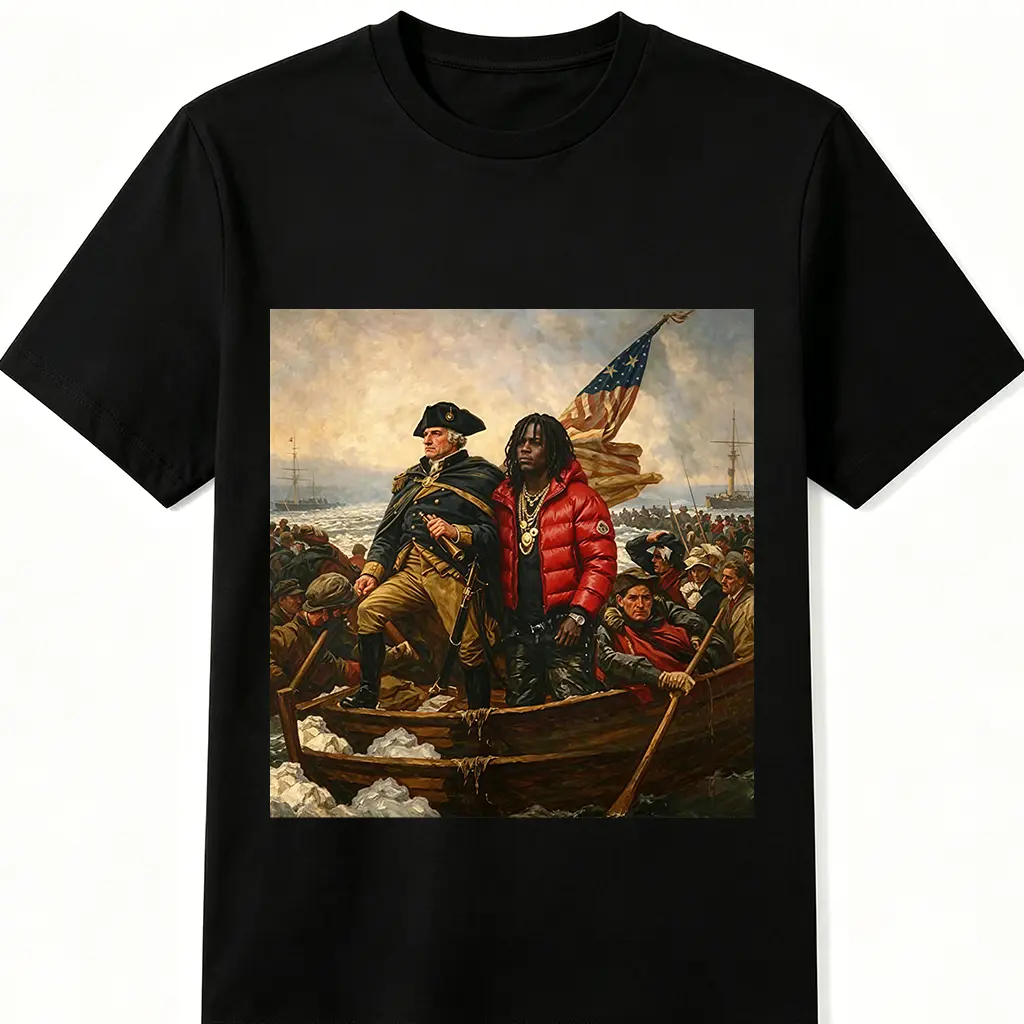 oversize cotton Chief K Washington Shirt Crossing the Delaware US History Meme Funny Graphic tee y2k fashion Streetwear gift  250th Anniversary Top top trending Independence Day