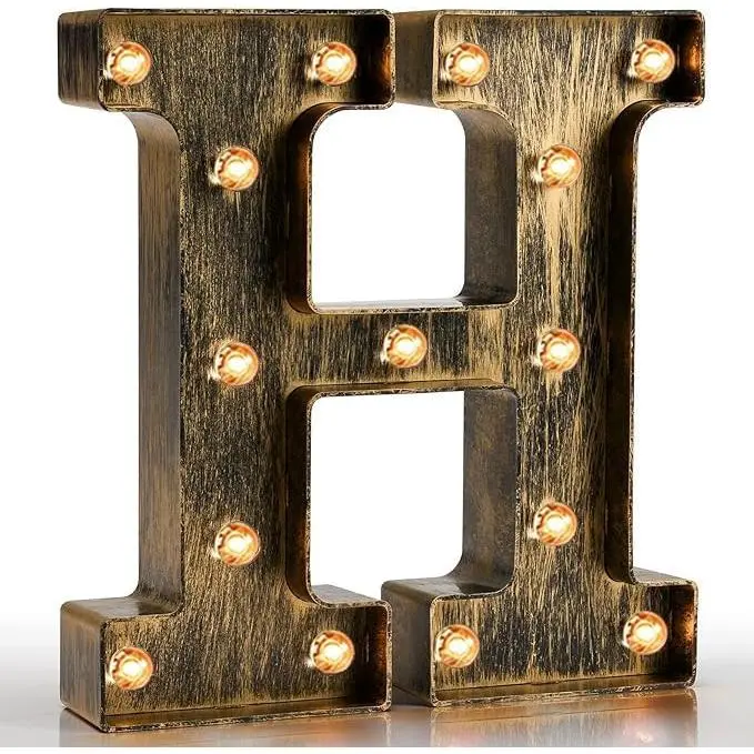 Vintage Light Up Marquee Letters with Lights – Illuminated Industrial Style Lighted Alphabet Letter Signs - Coffee Bar Apartment Bedroom Wall Home Initials Decor A-Z
