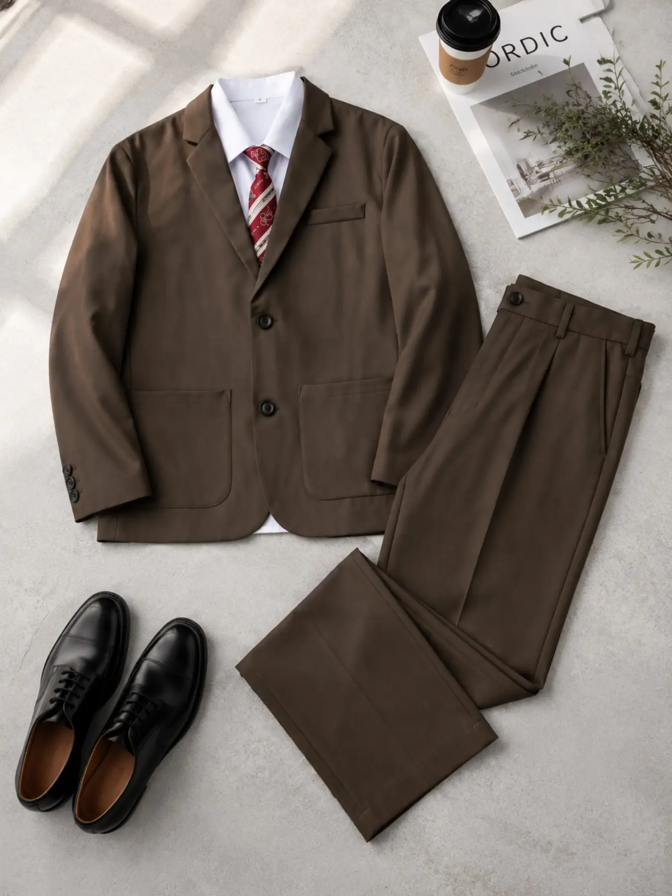Men's Loose Fit Blazer Set, Menswear, Wide Leg Pants, Casual Single Button Jacket, Two Piece Suit, All Seasons Wear