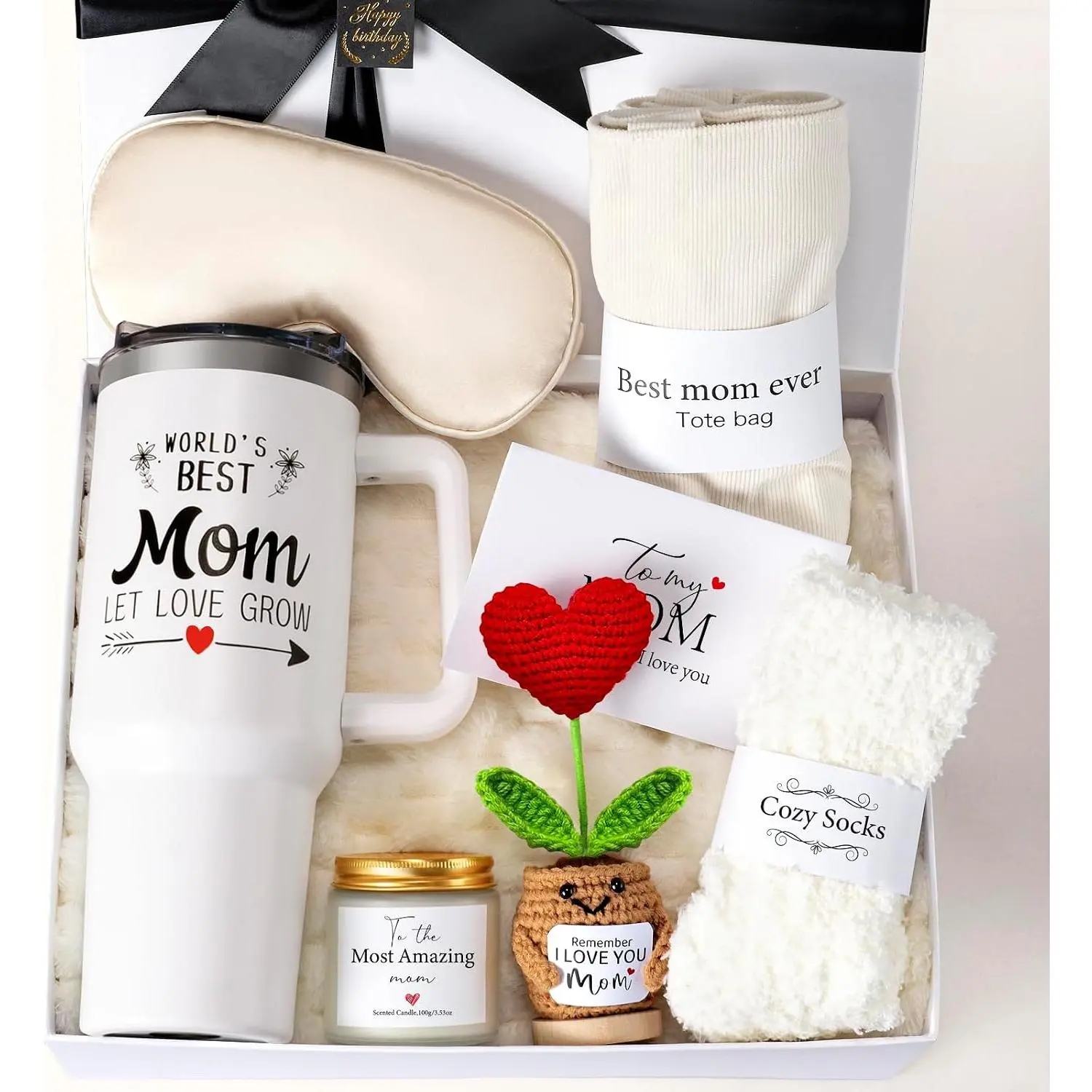 Birthday Gifts for Mom – Luxury Gifts Box Birthday with Candle and Tumbler, Happy Birthday  Basket for Women,  Mom Birthday Gifts from Daughter or Son