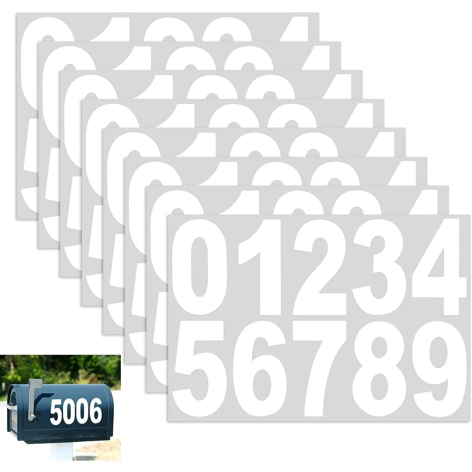 80 PCS 4 Inch Reflective Mailbox Numbers Stickers, Self Adhesive Vinyl, Waterproof, High-Visibility Day & Night, Easy Peel & Stick for House Address, Door, SignsGift