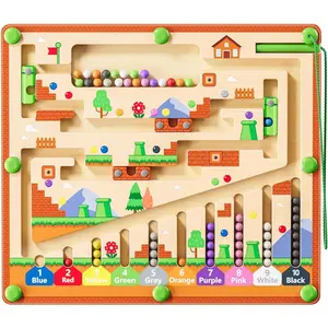 Magnetic Color and Number Maze for Montessori Toys,Wooden Matching Learning Counting Board for Toddler Ages 2-4,Toddler Fine Motor Skills Toys for Boys Girlsfidget toys