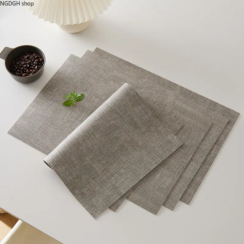 Kitchen Placemat - Neutral Woven Placemat Set Rectangular Table Mats for Dining Table Kitchen Daily Decor, Rectangular Set, Woven Texture, Solid Tone