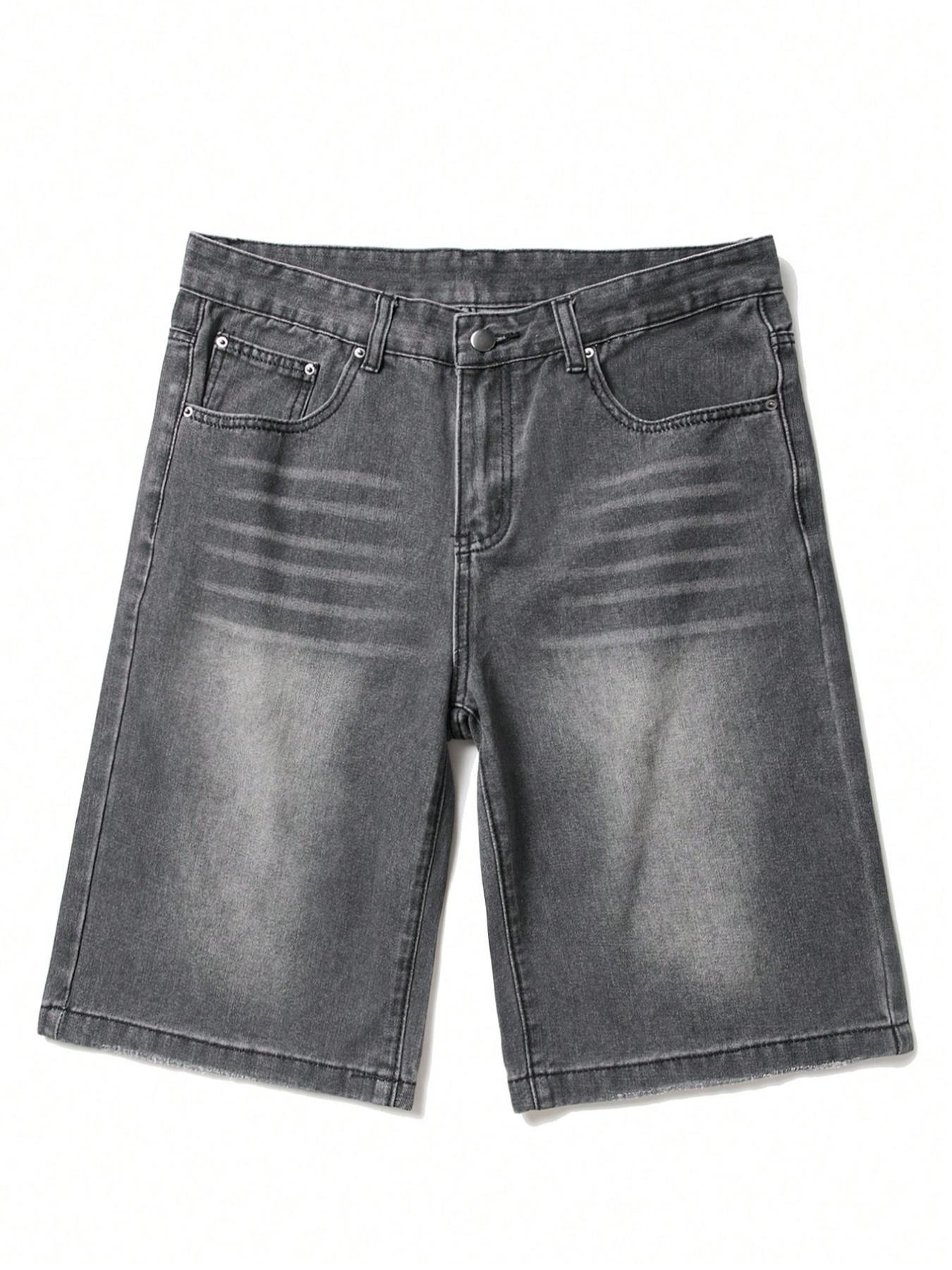 Men's Wide Leg Denim Shorts(Without Metal Chain), Denim Bermuda Shorts, Loose Street Fashion Casual Comfy Pocket Denim Shorts for Daily Wear, Woven Bottoms for All Seasons