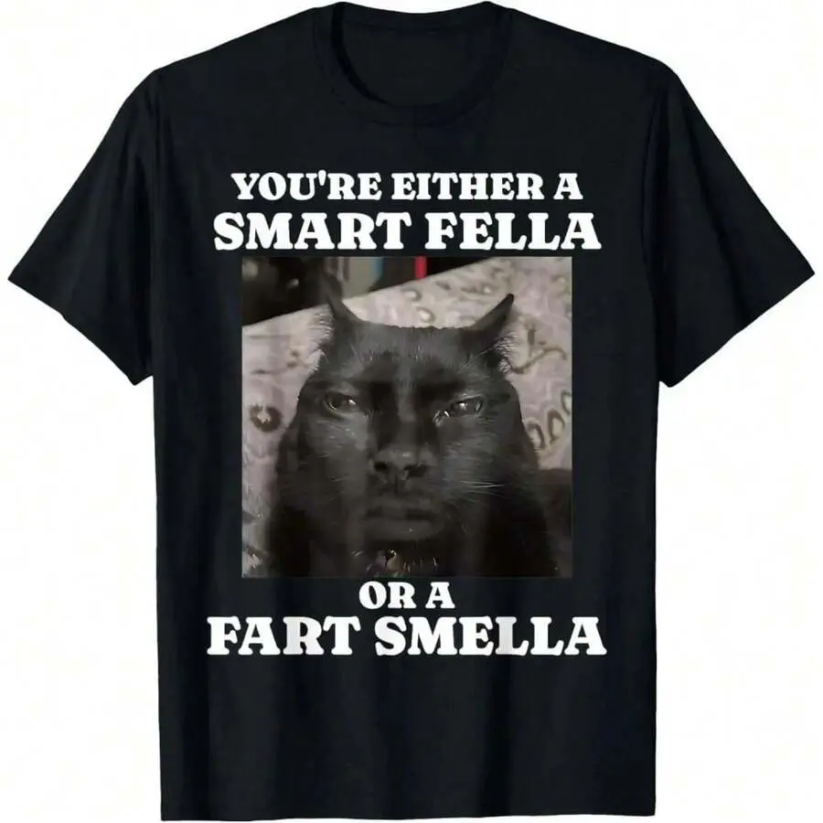 Funny Cat Meme T-Shirt Featuring Short Sleeve Tees For Smart Folks Or Fart Smellers, All-Day Comfort, Minimalist Style, For Adults, Office Commute