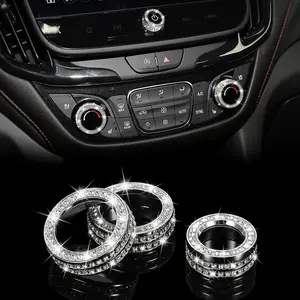 TOMALL Bling AC Air Conditioning Knob Button Cover Compatible with Chevy Equinox Malibu Volume Knob Trim Centre Console Air Conditioner Switch AC Climate Knob Cap Bling Accessories for Car