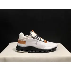 Cloudnova Men Retro White Brown Sneakers, Cushioned Breathable Mesh Casual Athletic Shoes for Daily Walking Running