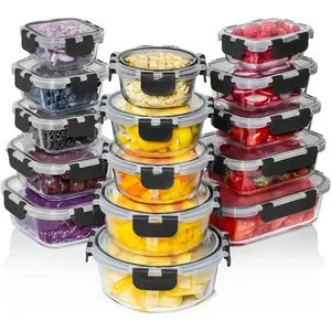 30 Glass Food Storage Containers with Lids - Reusable Glass Meal Prep Containers for Lunch and Leftovers - Airtight & Leakproof Snap Locking Lids - Oven, Freezer, Microwave, Dishwasher Safe