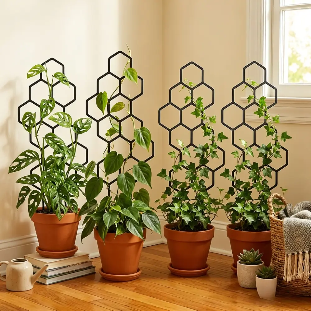 4 Pack Plant Climbing Trellis, Rust-Proof Simple Structure Vine Support Frame, Space-Saving Plant Stakes for Potted Vines, Flowers and Vegetables, Multipurpose Indoor Outdoor Yard Garden Growing Support Helper, Climbing Plant Stand, Gardening Supplies
