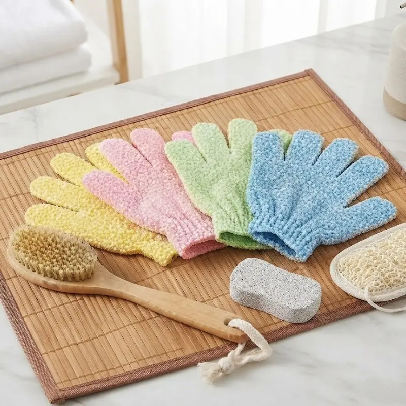 Pack of 10 Exfoliating Bath Gloves (Double-Sided) – Suitable for Beauty, Spa, Massage, Skincare, Bathing, Body Scrubbing, and Bath Accessories
