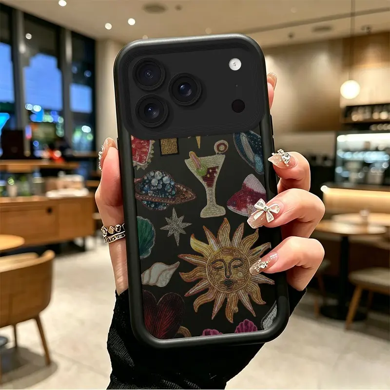 Phone case for iphone 17PROMAX 17PRO Embroidered Celestial & Nature Motifs Collage Celestial Eye Layered Phone Case Drop-Resistant Protection Enhanced Peotection TPU Shockproof boboiptyjtNQK8