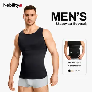 Nebility Men's Sleeveless Crew Neck Belly Compression Tank Activewear Menswear Tank Top Straps Undershirt Menswear
