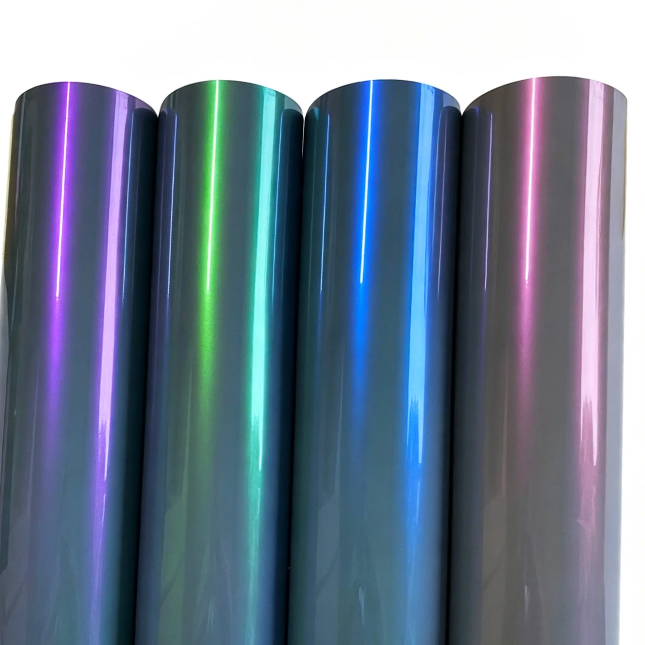 Premium PET Ultra Glossy Magic Dreamy Candy Metallic Vinyl Wrap Film Color Change Chameleon Grey to Red Blue Purple With Air Release Self Adhesive Car Motorcycle DIY Sticker Decal Car Stickers