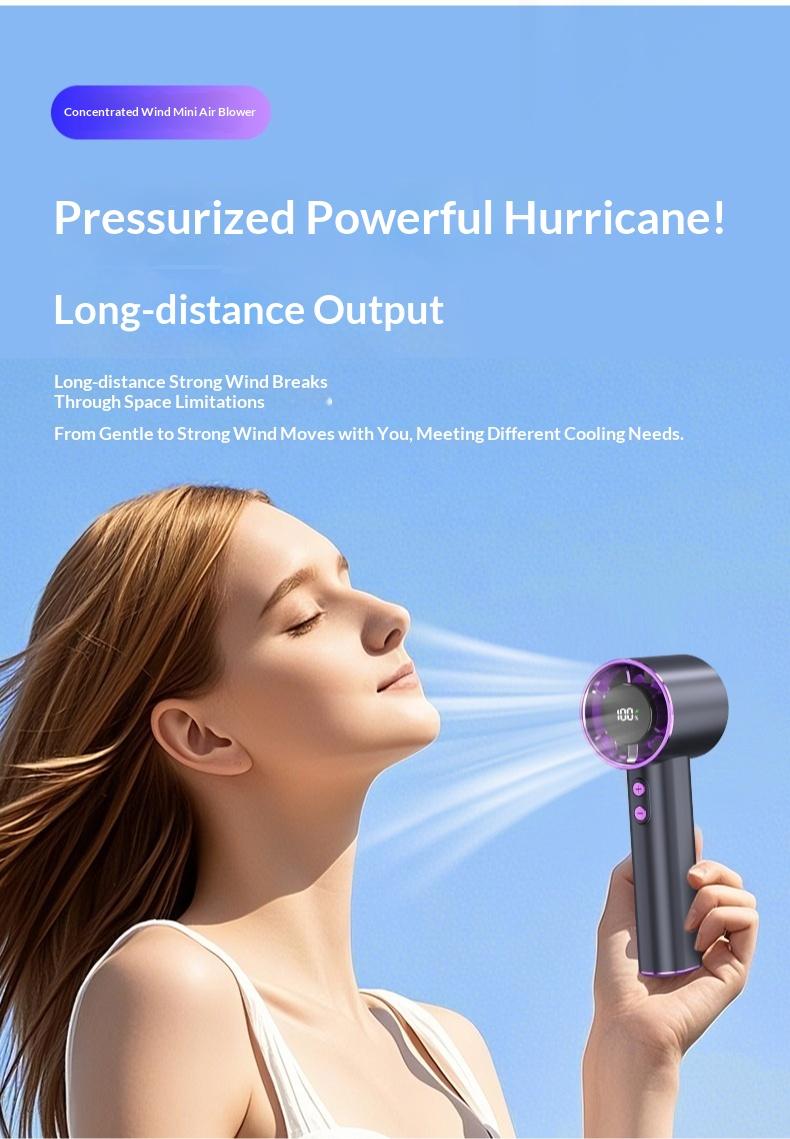 High Speed Portable Handheld Fan, 100-Speed Adjustable Turbo Mini Fan, Low Noise Rechargeable Personal Fan with Digital Display, Ideal for Gifts, Travel, Camping & Outdoor Use High Speed Portable Handheld Fan, 100-Speed Adjustable Turbo Mini Fan, Low Noise Rechargeable Personal Fan with Digital Display, Ideal for Gifts, Travel, Camping & Outdoor Use
