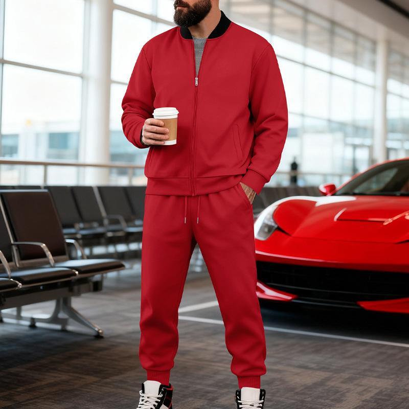 KZZ Men's Casual Outdoor Sports Set Long Sleeve Top & Pants Two-piece Spring Autumn Fashion Comfortable Stylish Design Fall Sporty Style Clothes Outfit Menswear christmas gifts for him Athletic Tracksuit men's sweatsuit set SpringStatements