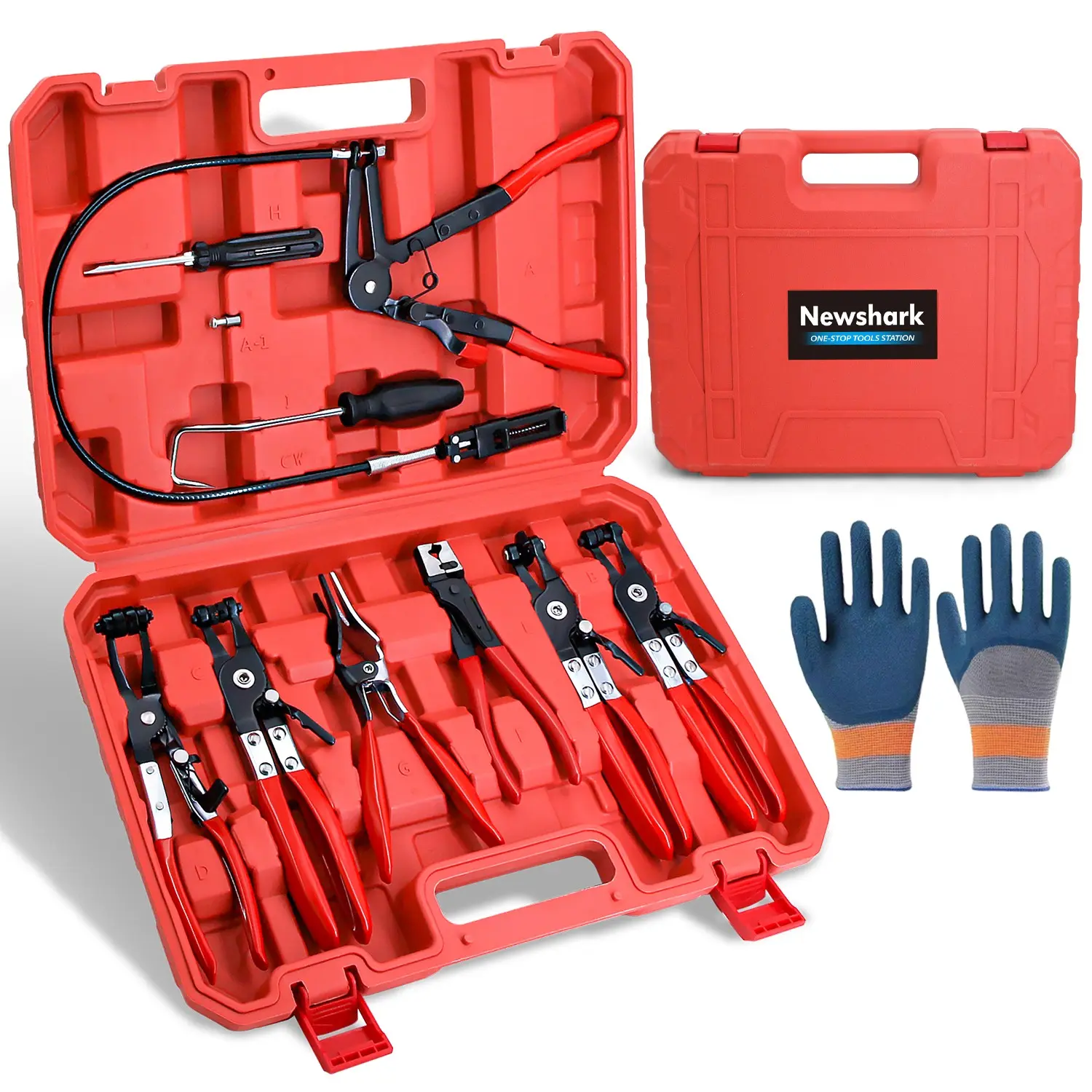 Soft Hose Clamps Tool Set with Gloves, Pliers, Flexible Pipe Clamp Remover for Radiator, Heater, Water Pipes, Automotive Repair Tools