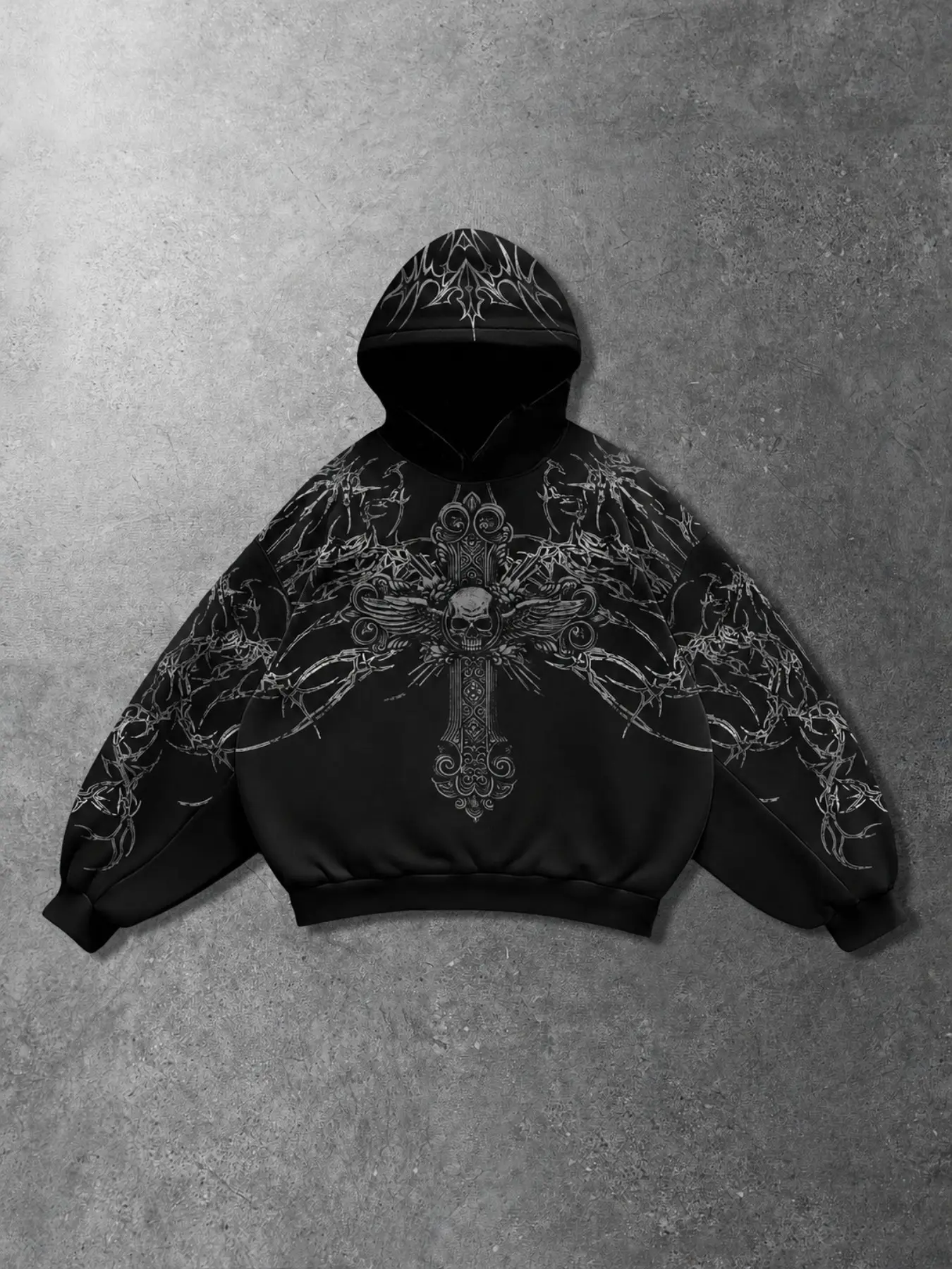 Men’s Graphic Skull Long Sleeves Hoodie, Oversized Pullover Sweatshirt with Skeleton Bone Artwork and Dark Streetwear Style for Y2K Fashion, Urban Casual and Winter Outfits