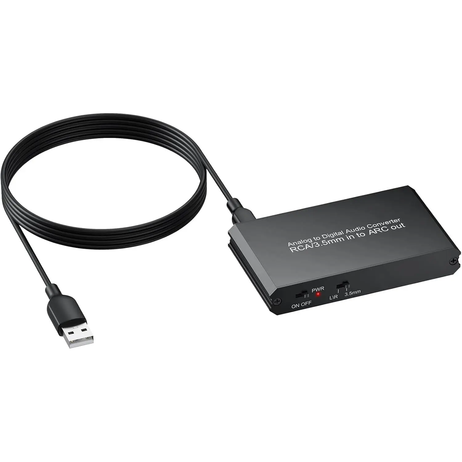 CAMWAY Analog to Digital Audio Converter - 3.5mm to ARC, RCA to ARC for Old TV,Computer,MP3 Player,Projector to Soundbar ARC Stereo Sound,Pro Chip,Dual Analog Inputs,Plug-Play for Home Audio Party