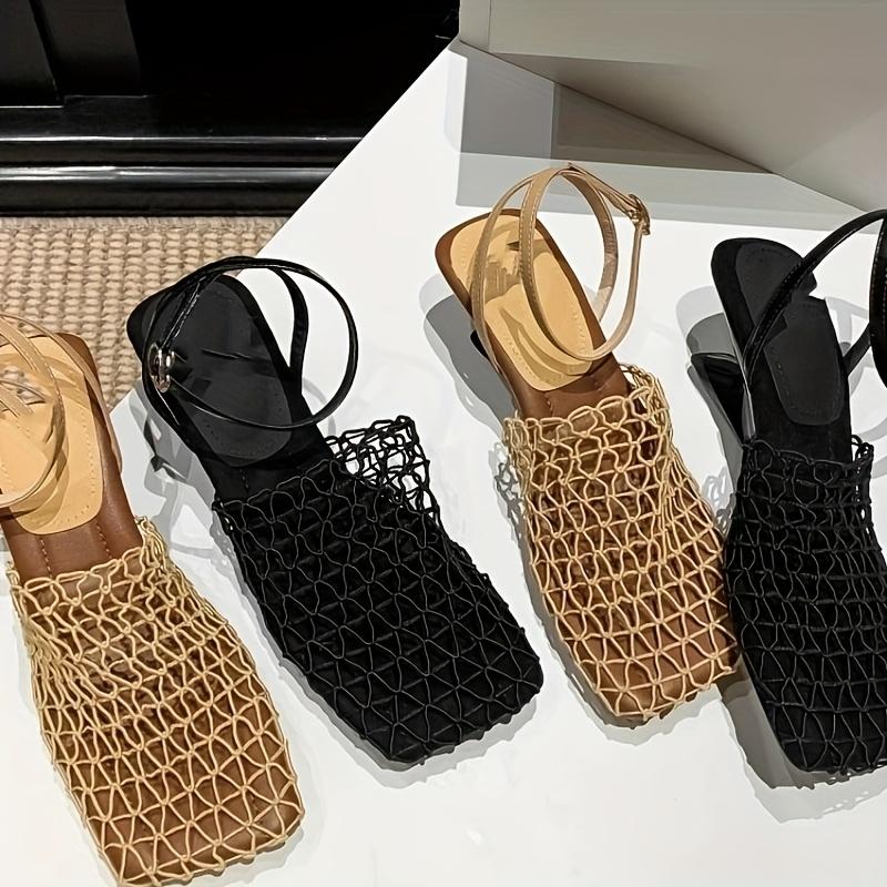 2025 Fashionable Roman High Heels with Braided Hollow One-Word Strap Thick and Medium Heel Sandals Fishnet Shoes Women Girl Footwear Summer Makapal Rubber Buckle Multicolor platform heels Flatform red bottom heels Apricot kitten heels red bottom heels