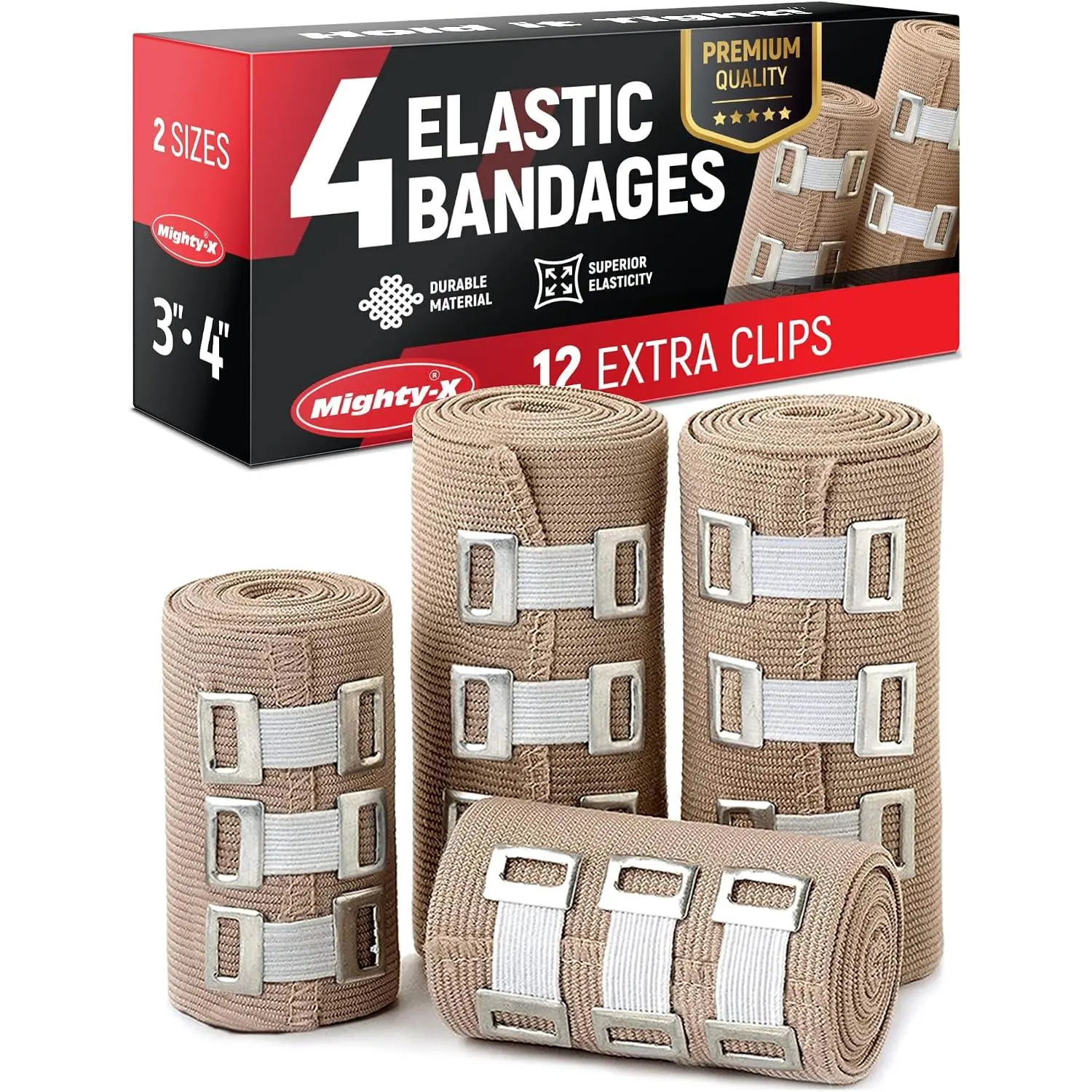 Polyester Compression Bandage Wrap - First Aid Kit Supply for Legs, Arms, Wrists, Elbows, Ankles, Ft & Knees, Post-Surgery Recovery Support