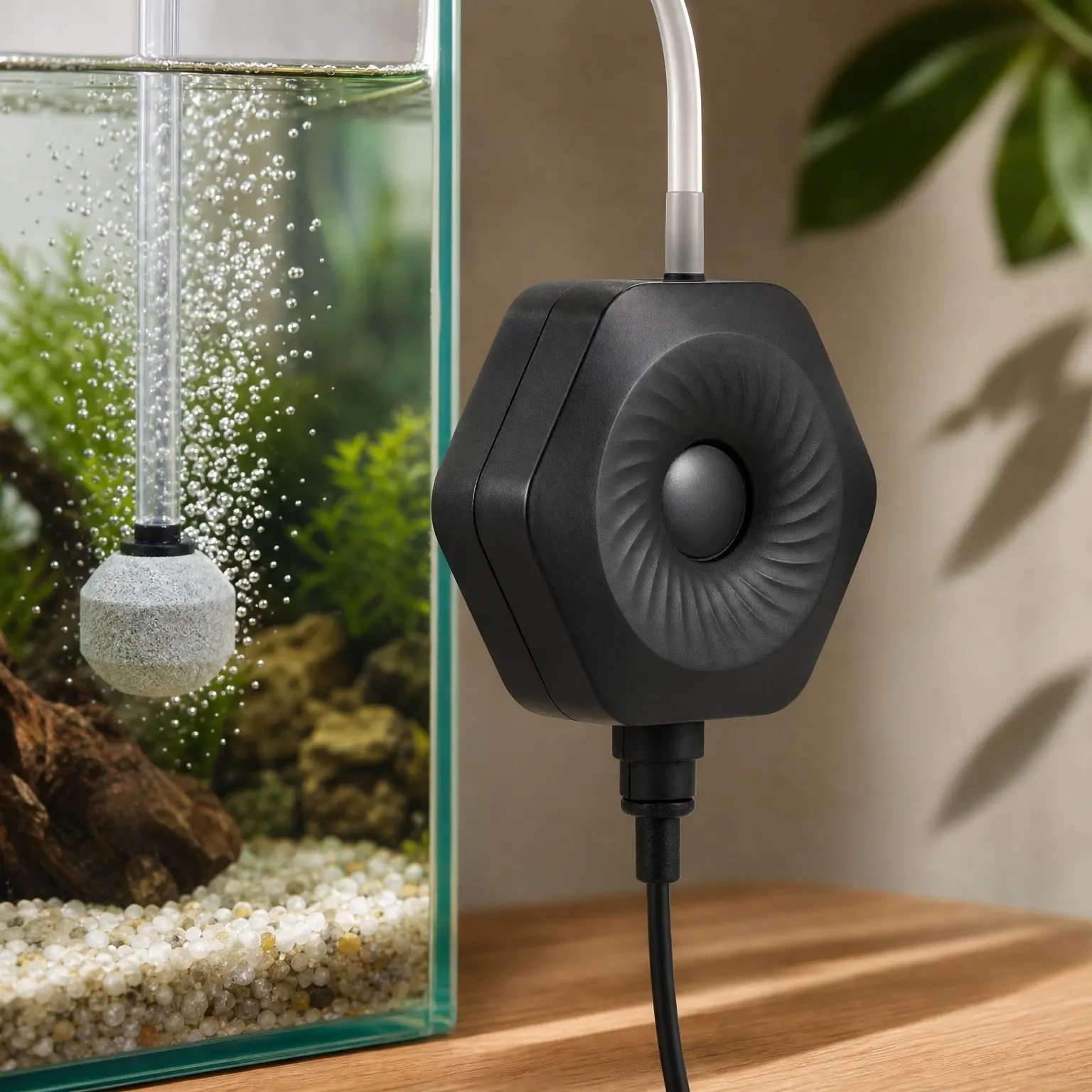 Ultra Silent 1.5W Mini Air Pump for Fish Bowl & Aquarium, Oxygen Aerator Kit with Air Tubing & Air Stone, Suitable for 0.5-15 Gallon Fish Tank, AC 110V/60HzGift