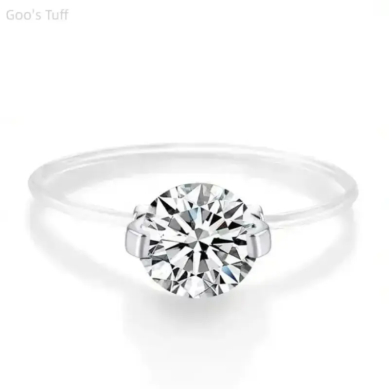 Adjustable Cubic Zirconia Ring for Women, Dainty Minimalist Sparkly Invisible Fishing Line Band for Party & Daily Wear, Minimalist Adjustable Open Synthetic Zirconia Ring