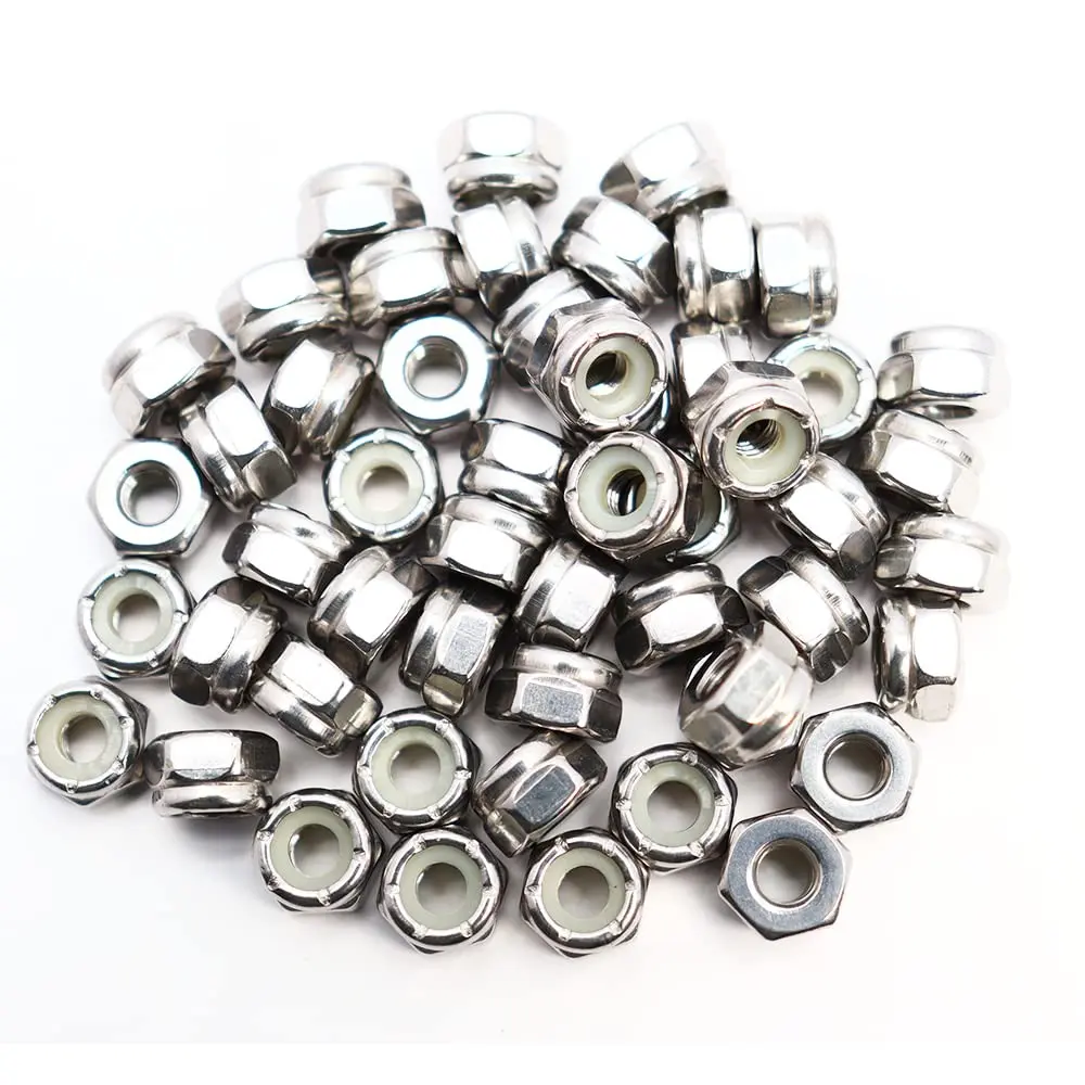 #10-32 Nylon Insert Hex Lock Nuts 50 Pack - 304 Stainless Steel Self-Locking Nuts with Plain Finish for Industrial Construction FastenersGift
