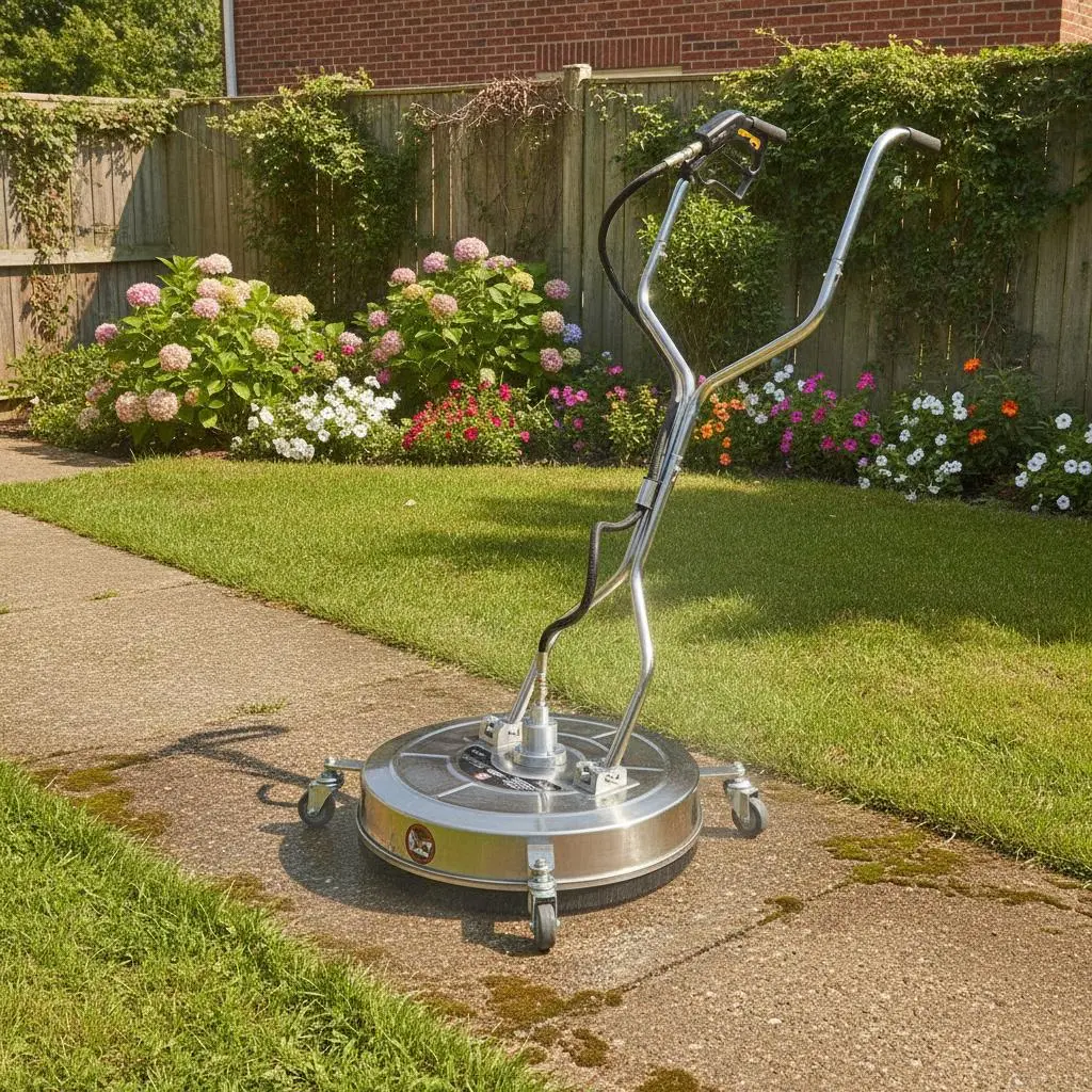 Garvee 20 in Pressure Washer Surface Cleaner Attachment - 4600 PSI Stainless Steel 4-Wheel, Dual-Handle - for Driveway, Concrete, Patio & Deck - Silver