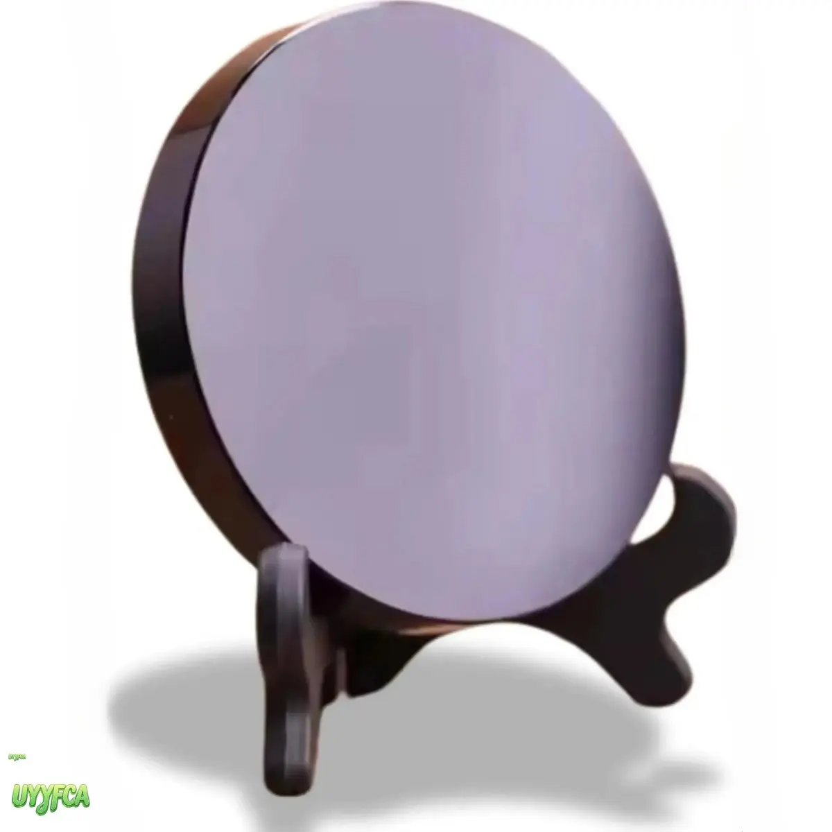 3.15" Black Obsidian Scrying Mirror With Wooden Display Stand, Compact Round Spiritual Stone Decor, Polished Divination Tool For Altar Rituals, Meditation, Witchcraft Practice And Spiritual Enthusiast Gifting
